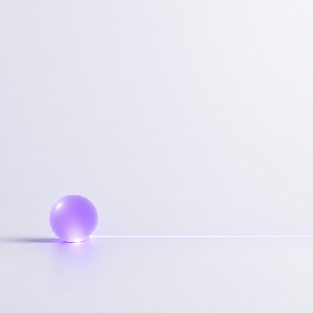 Minimal abstract composition, a single violet glowing sphere resting on a clean light surface with one thin light line extending to the right edge, soft shadow, large empty space for text, no text, no letters, no words, no logos, no watermark

Сейчас ты работаешь для: Я. Отвечай именно для этого человека. Про других членов семьи упоминай, только если задача прямо их касается.