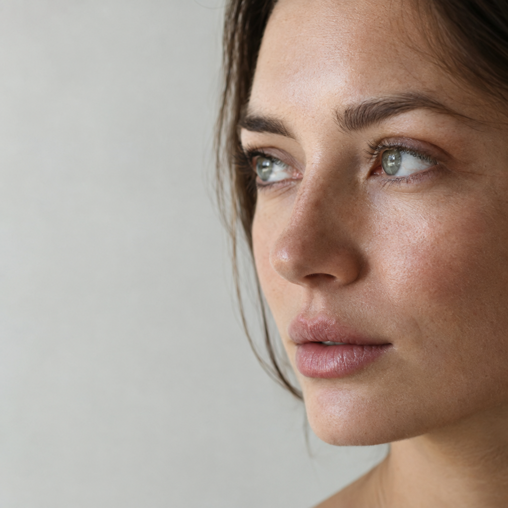 Realistic editorial photograph of a woman's midface in three-quarter view under soft natural light, cheekbone and under-eye area in focus, shallow depth of field, clean empty space on the left, no text, no letters, no words, no logos, no watermark

Сейчас ты работаешь для: Я. Отвечай именно для этого человека. Про других членов семьи упоминай, только если задача прямо их касается.